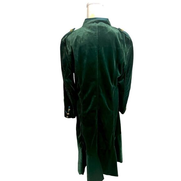 TRISH SCULLY Green velvet jacket or dress nwt 12 large gold buttons fall - Picture 8 of 11